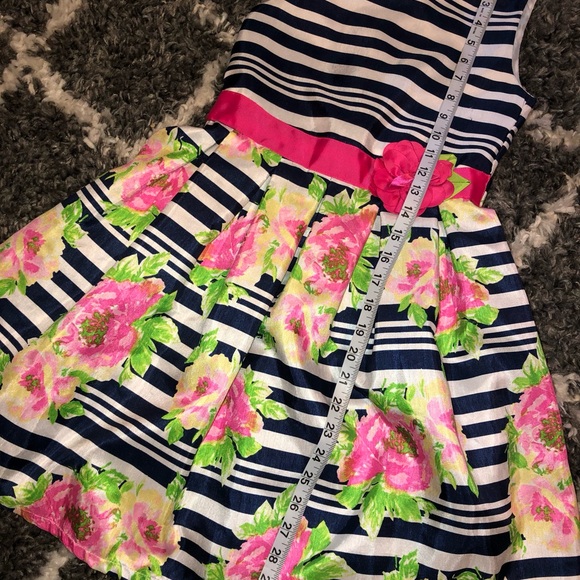 Jona Michelle Boutique Lilly Style Botanical Dress Stripes And Flowers - Picture 8 of 9